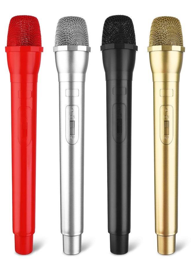 CoscosX 4 Pieces Microphone Prop Play Plastic Toy Microphone Fake Micro-Phone Prop Simulate Speech Fake Practice Plastic Micro Simulators for Costume Party Favors, 4 Color - Image 1